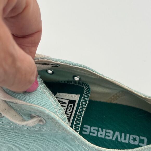 Converse Light Aqua/Turquoise Double Tongue Low Top Canvas Shoes W10 - Picture 6 of 7